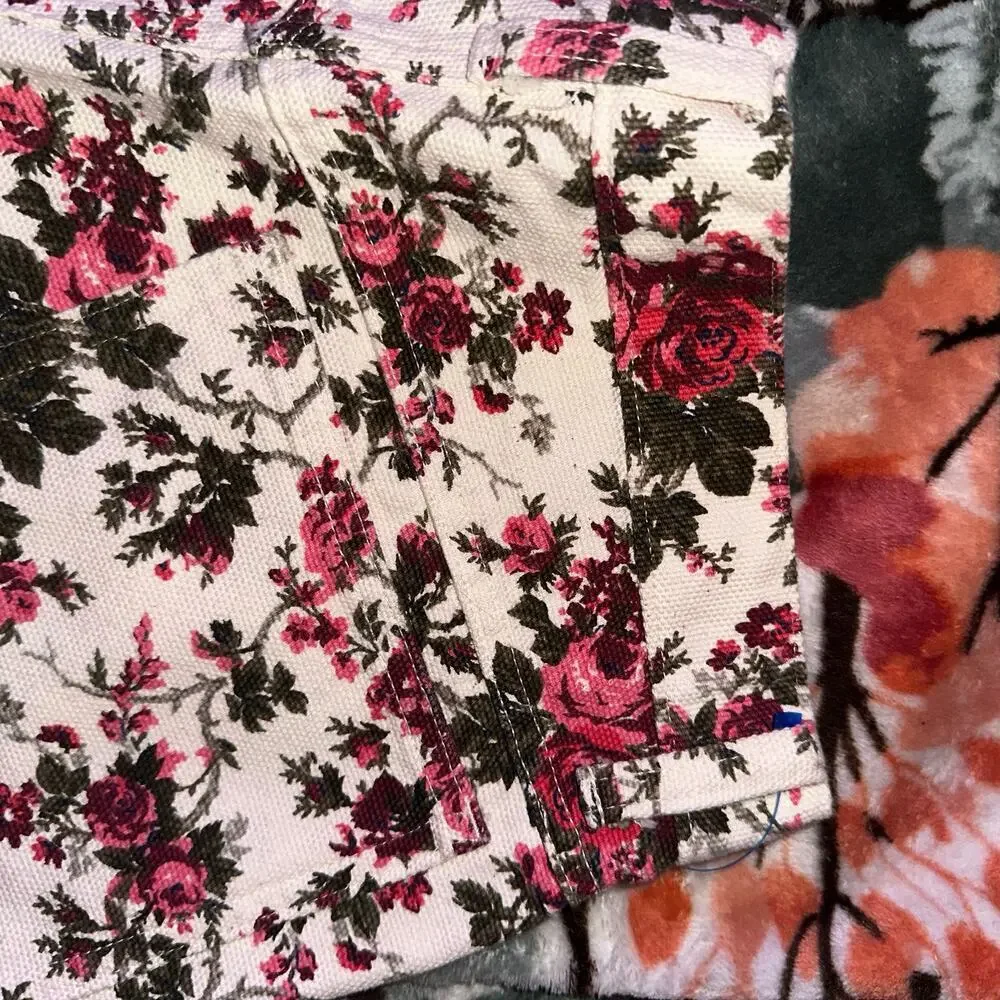 RARE VTG 80s merona floral white denim high waisted shorts sz 7/8